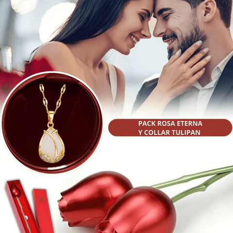 Pack Rosa Eterna + Collar Tulipan, El DUO perfecto